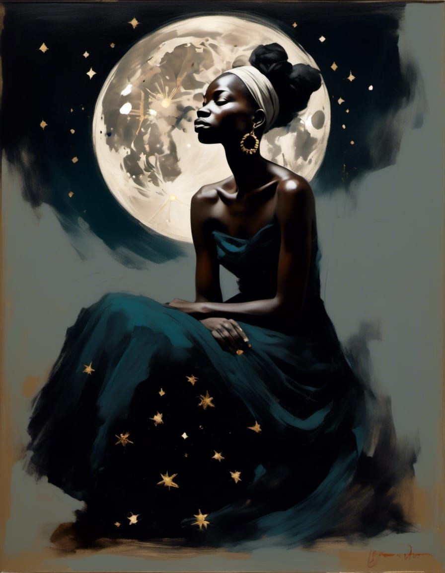 Moon Goddess in Gown of Stars: Rembrandt Lighting
