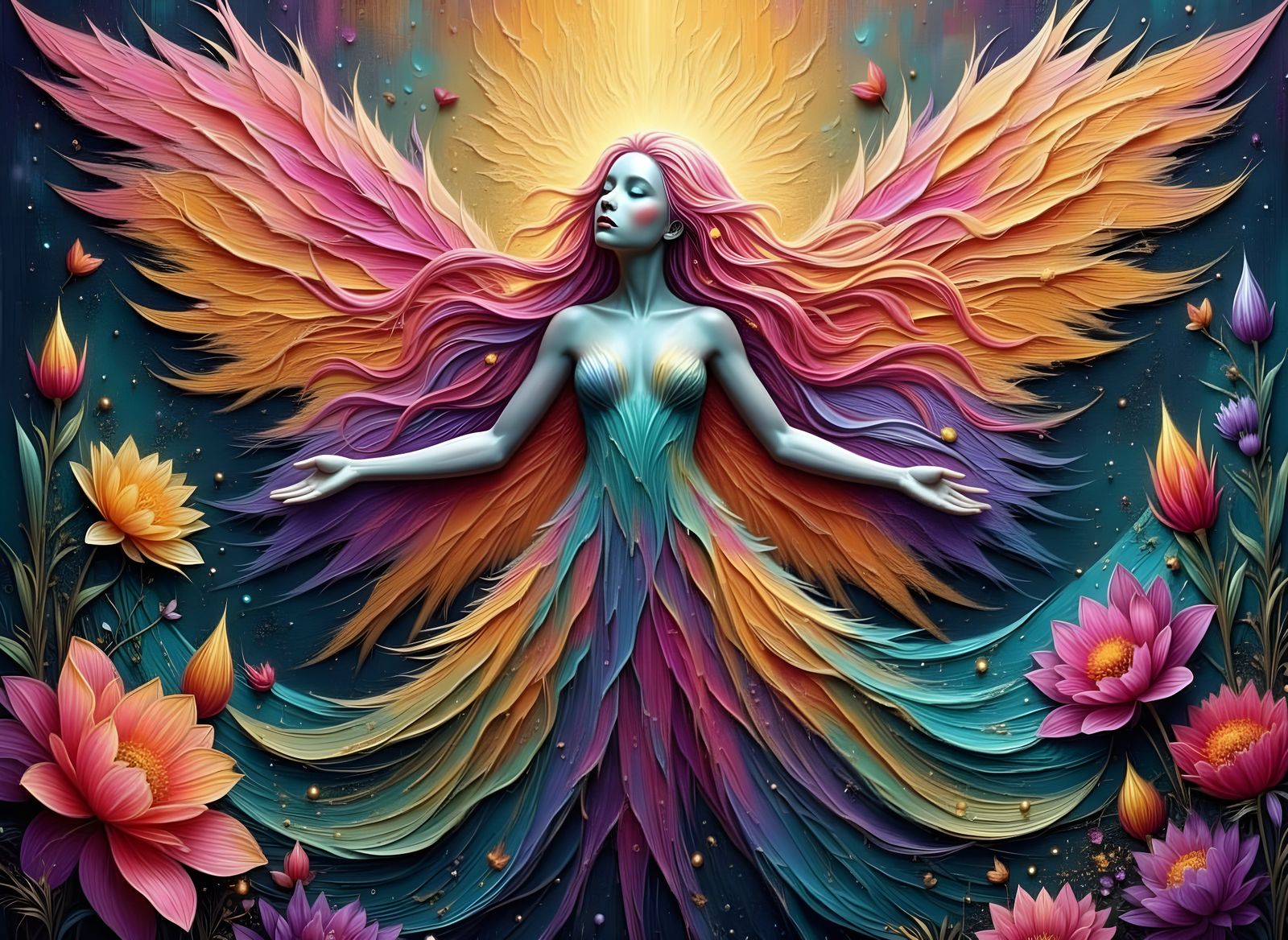 Fairy in Enchanted Forest Oil Painting