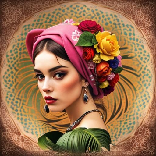 Surreal Frida Kahlo Portrait in Vibrant 3D