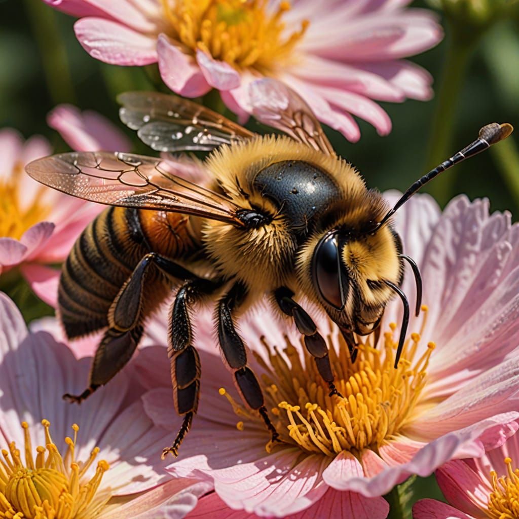 Bee in Vibrant Floral Macro Photography