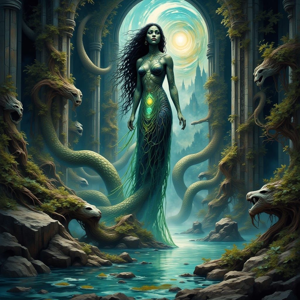 African Goddess Mami Wata Emerges from Water Vortex