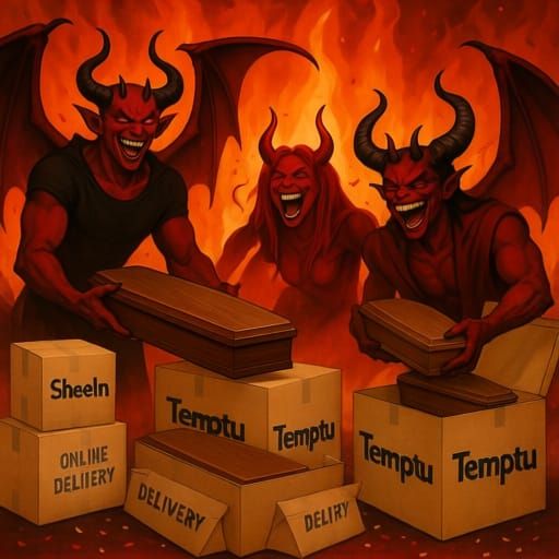 Demons Joyfully Unbox Coffins in Hell