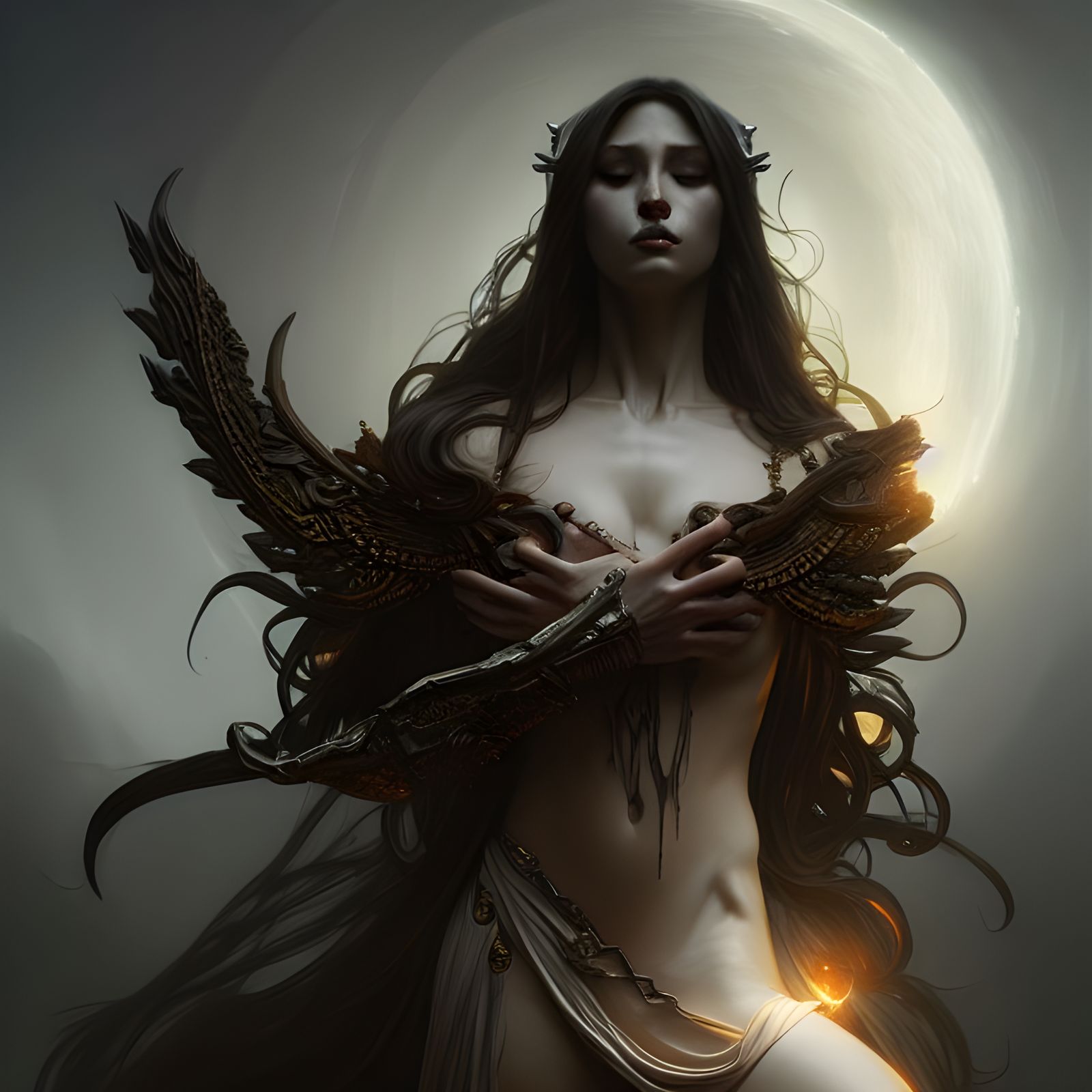 Epic Goddess Emerges from Darkness: Digital Matte Painting