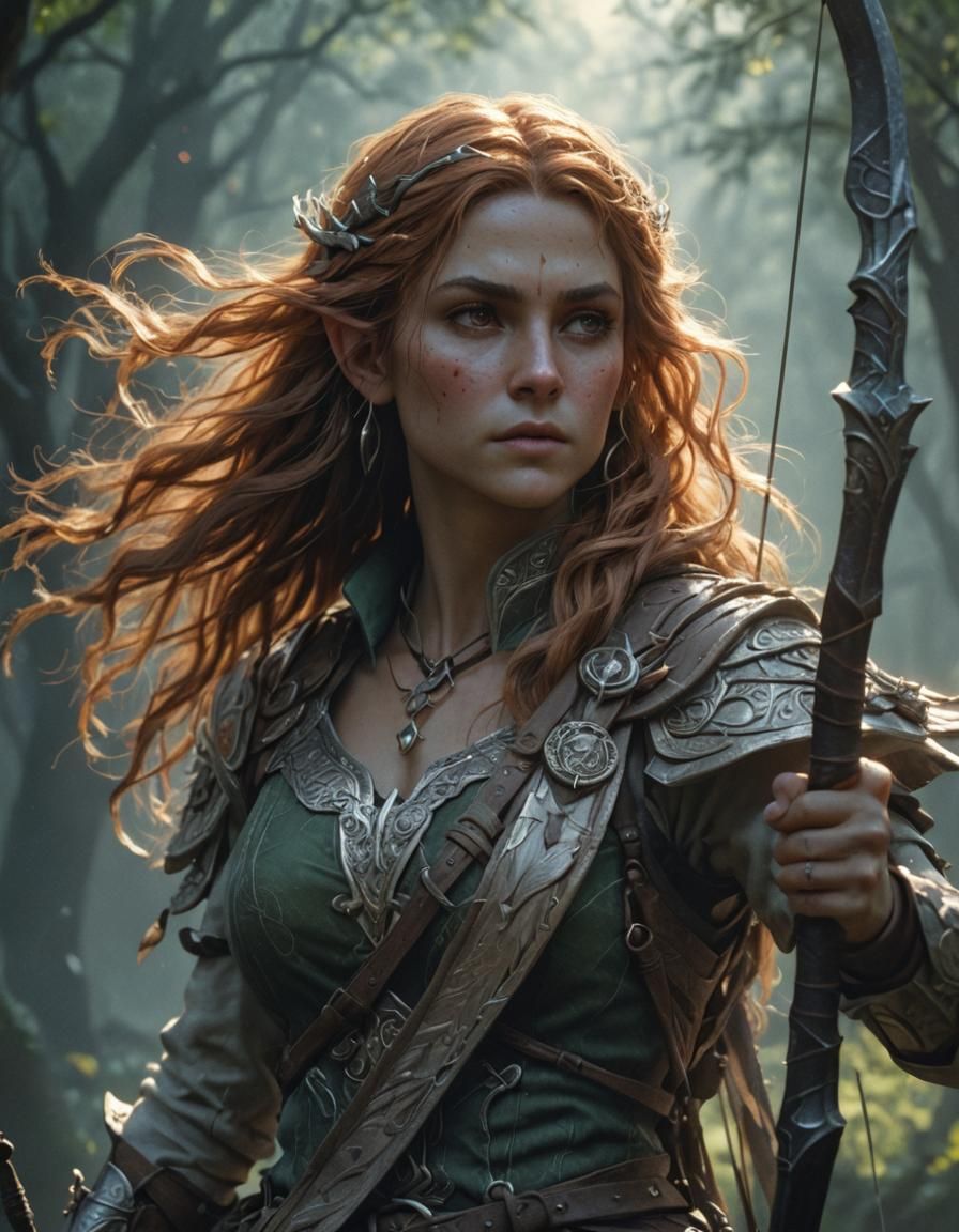 Beautiful Elf Archer in RPG Style