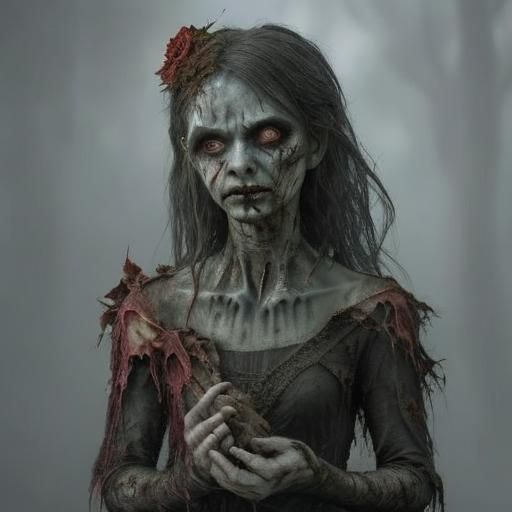 Zombie Queen in Tattered Gown: Dark Fantasy Art