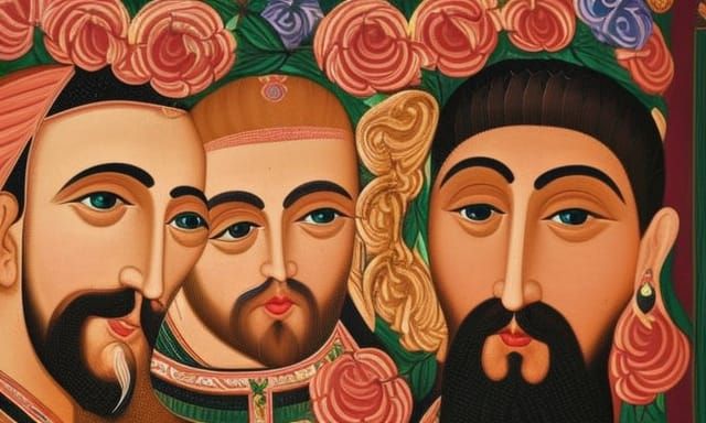 Armenian Manuscript Illumination: Three Handsome Men