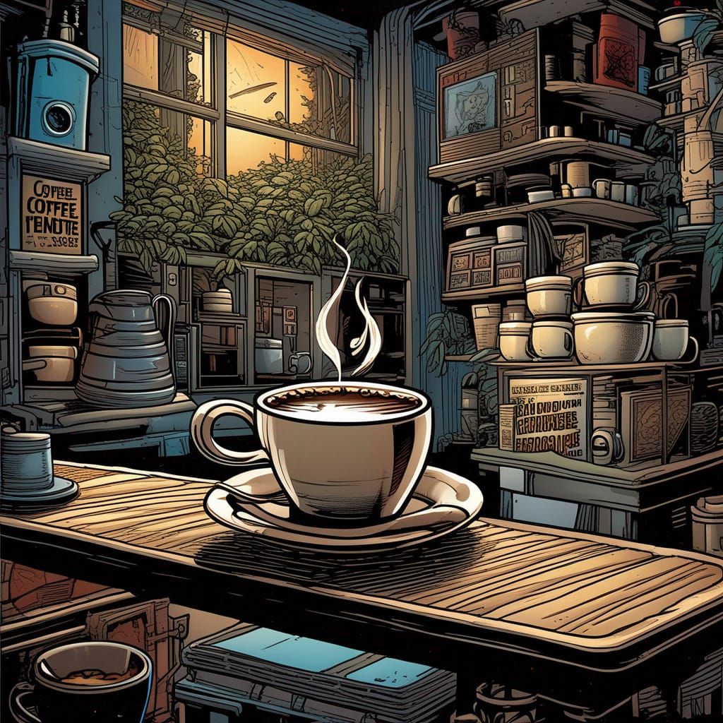 Dynamic Comic Book Art: Coffee Illustration