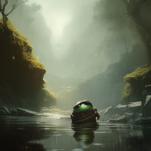 Oscar the Grouch takes a bath