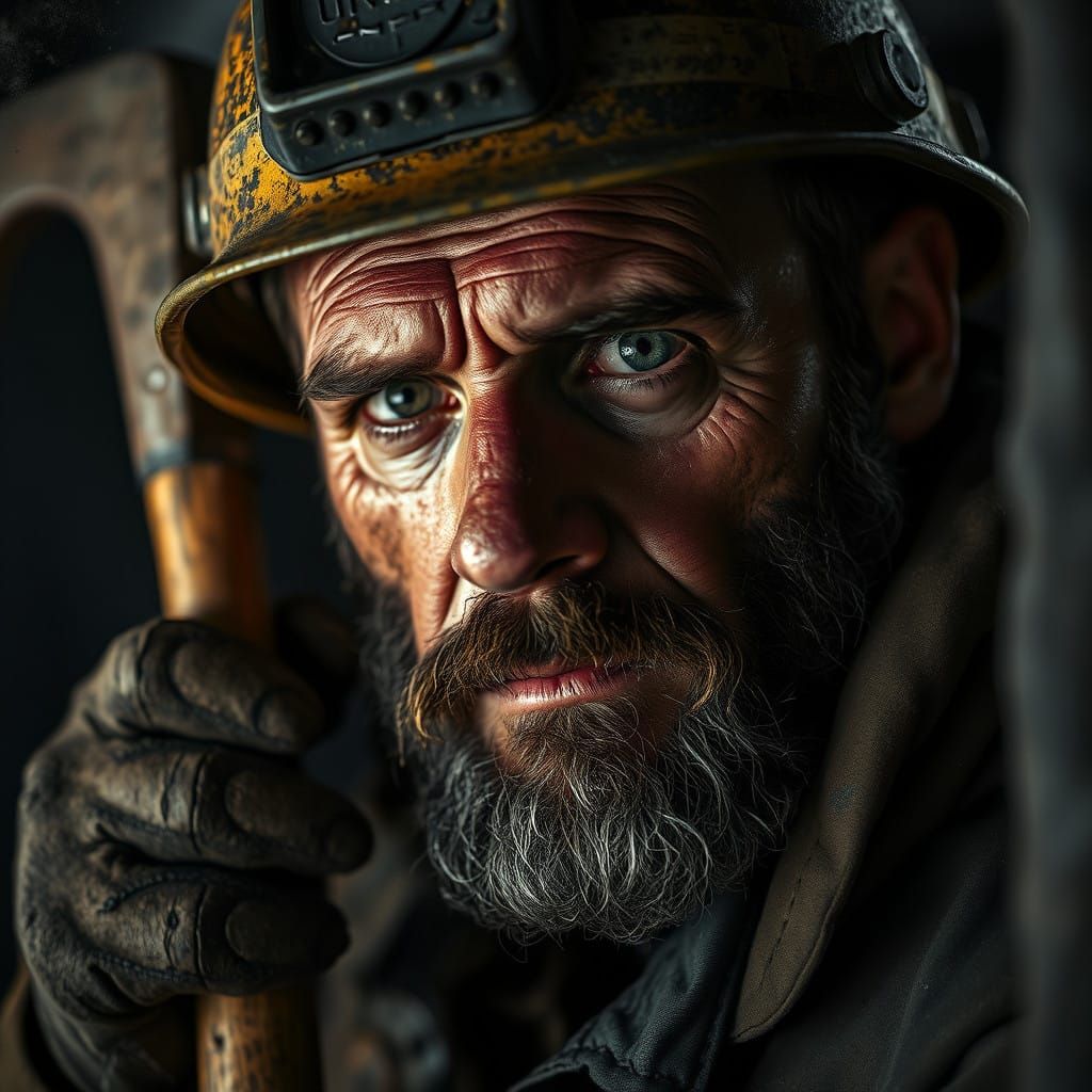 Gritty Coal Miner in Hyper-Realistic Style