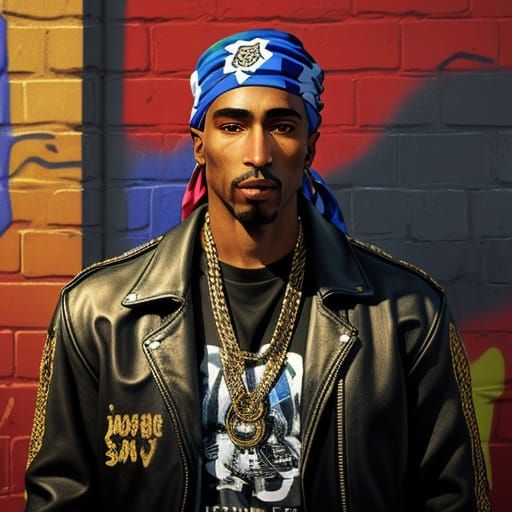 Tupac Graffiti Art Portrait in Urban Style