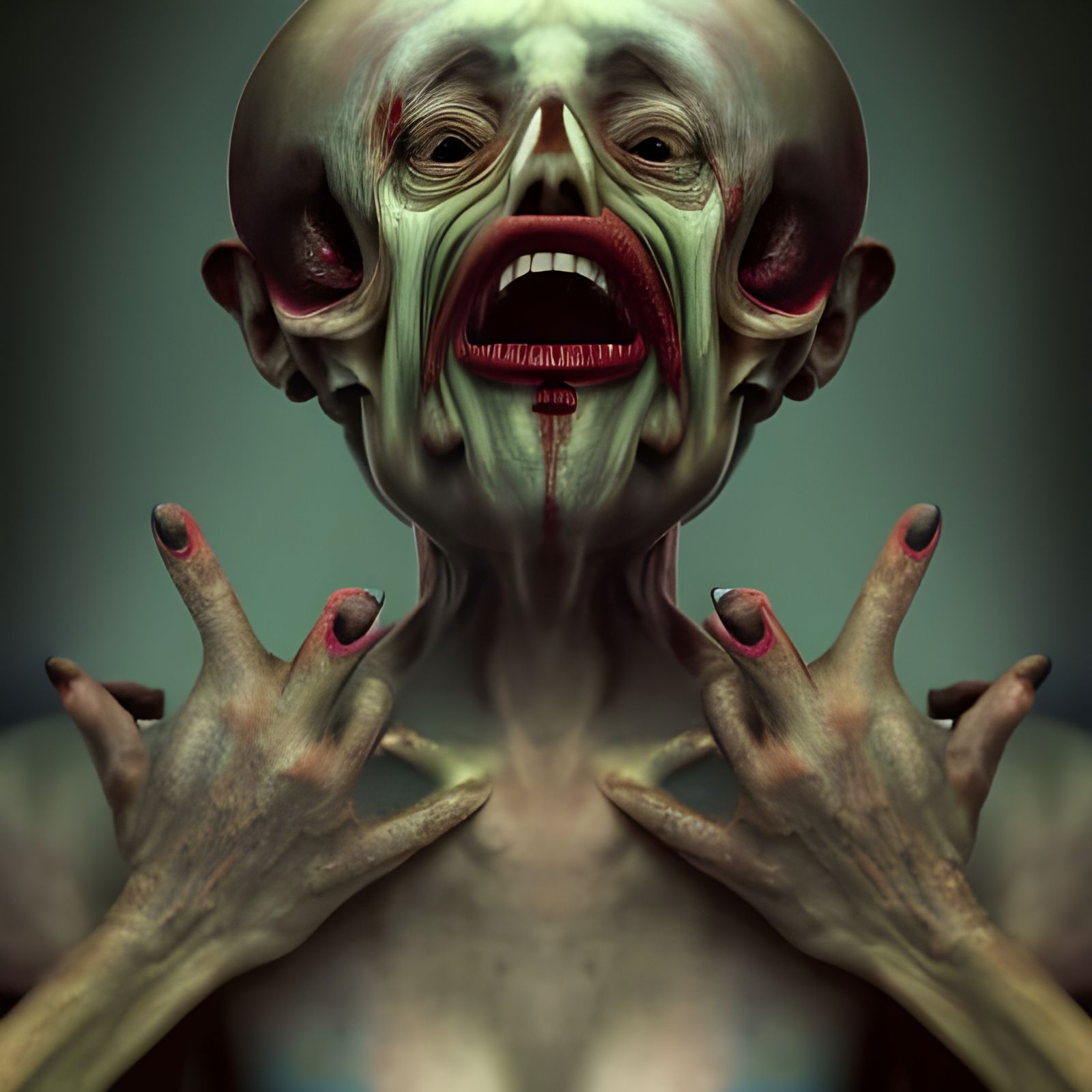 Deformed Figure in Dark Giger-Inspired Style