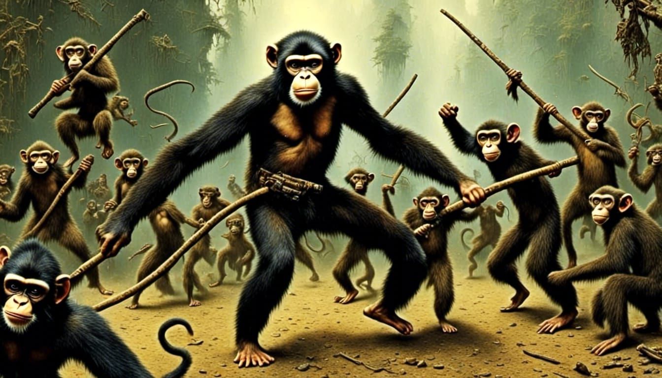 Dancing Fantasy Creature in a Dark Landscape