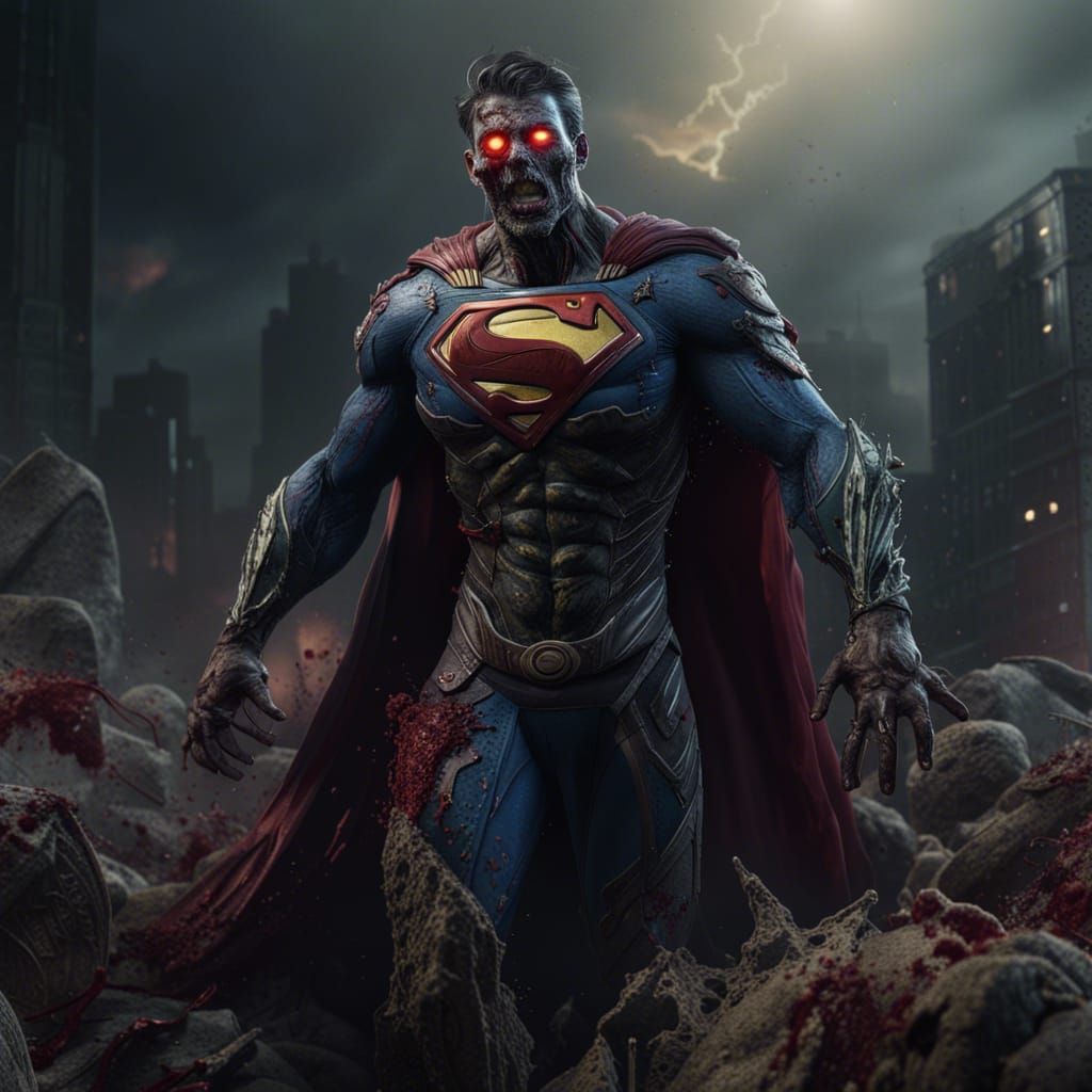 Zombie Superman in Detailed Matte Painting