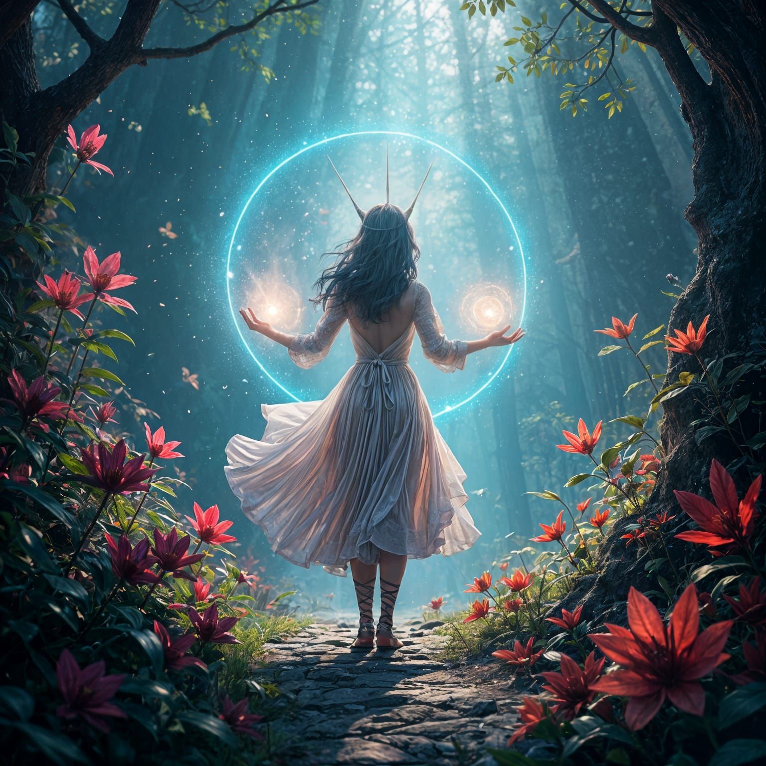 Detailed Matte Painting of Light Language in Deep Color