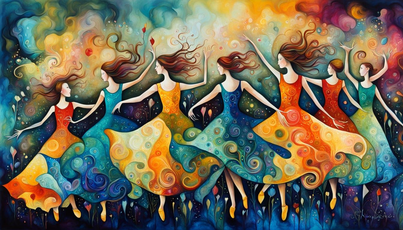 Abstract Dancers in Surreal Street Scene