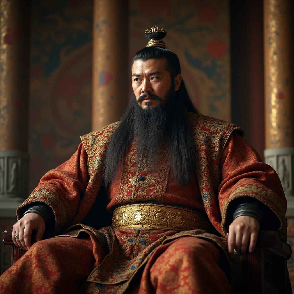 Genghis Khan: Regal Portrait in Chinese Imperial Style