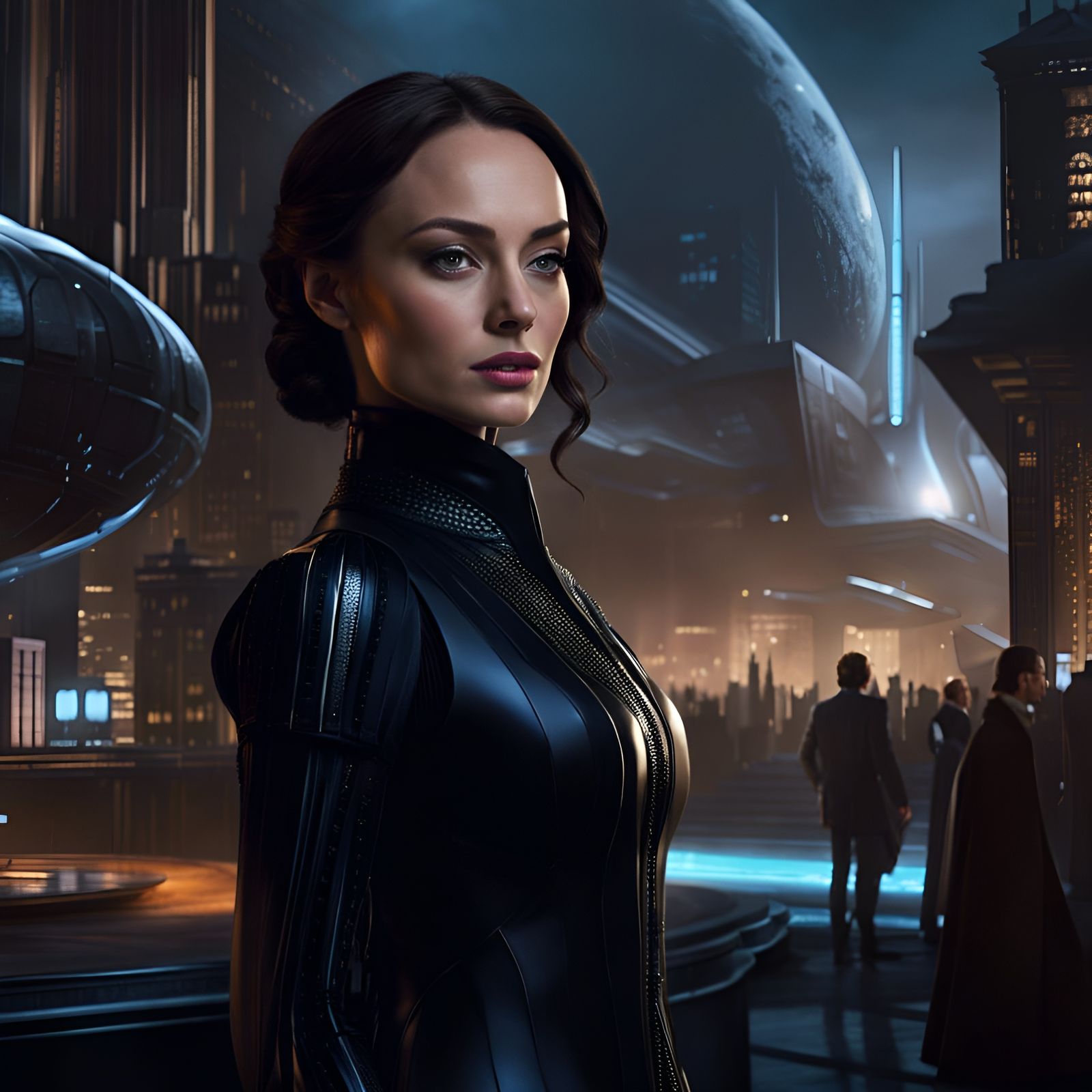 Futuristic Professor in Dark City, Digital Art