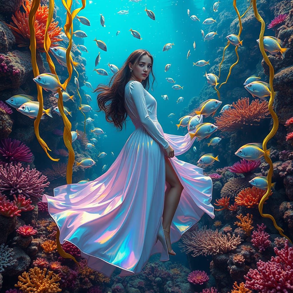 Dreamlike Mermaid in a Vibrant Underwater Realm