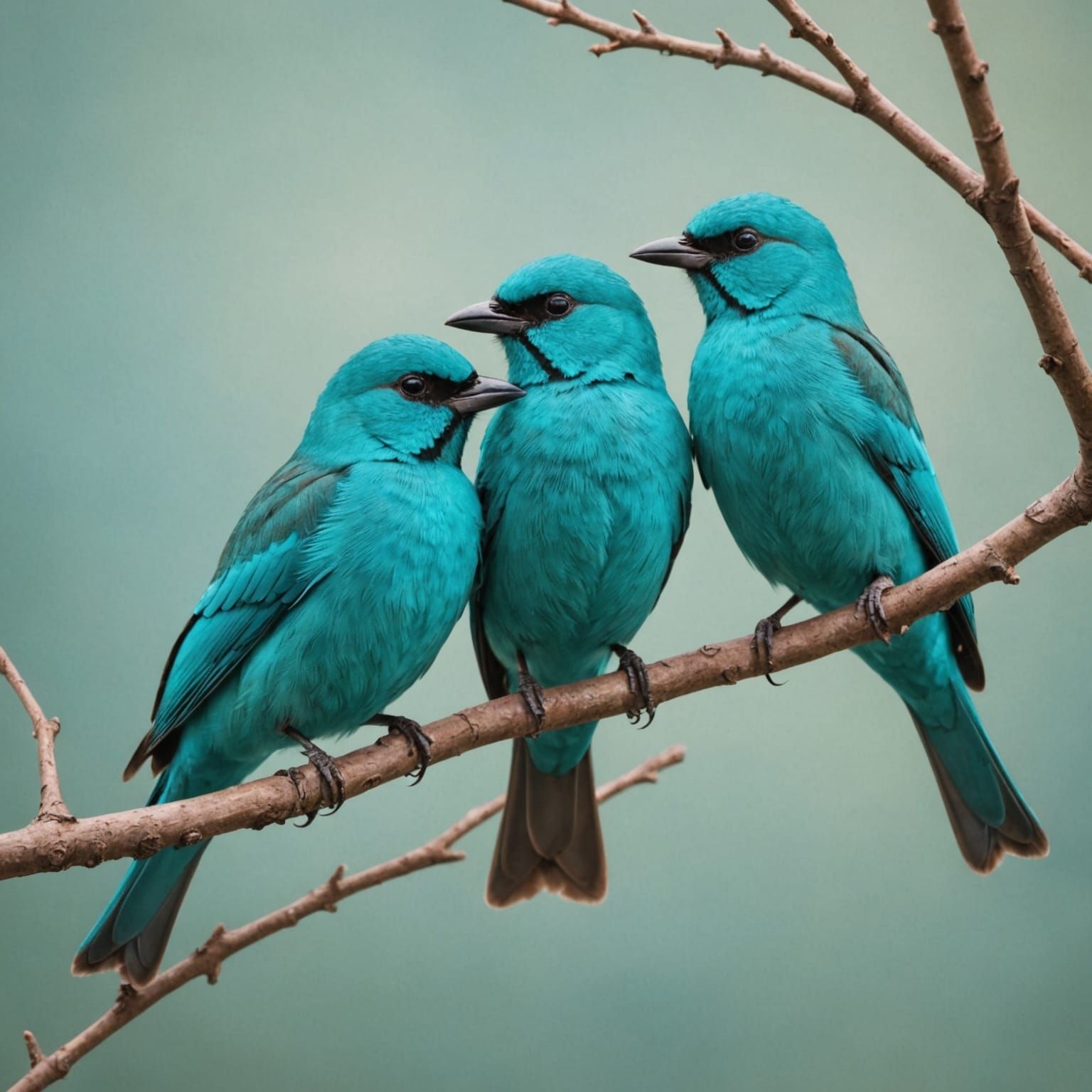 Turquoise Birds on a Branch