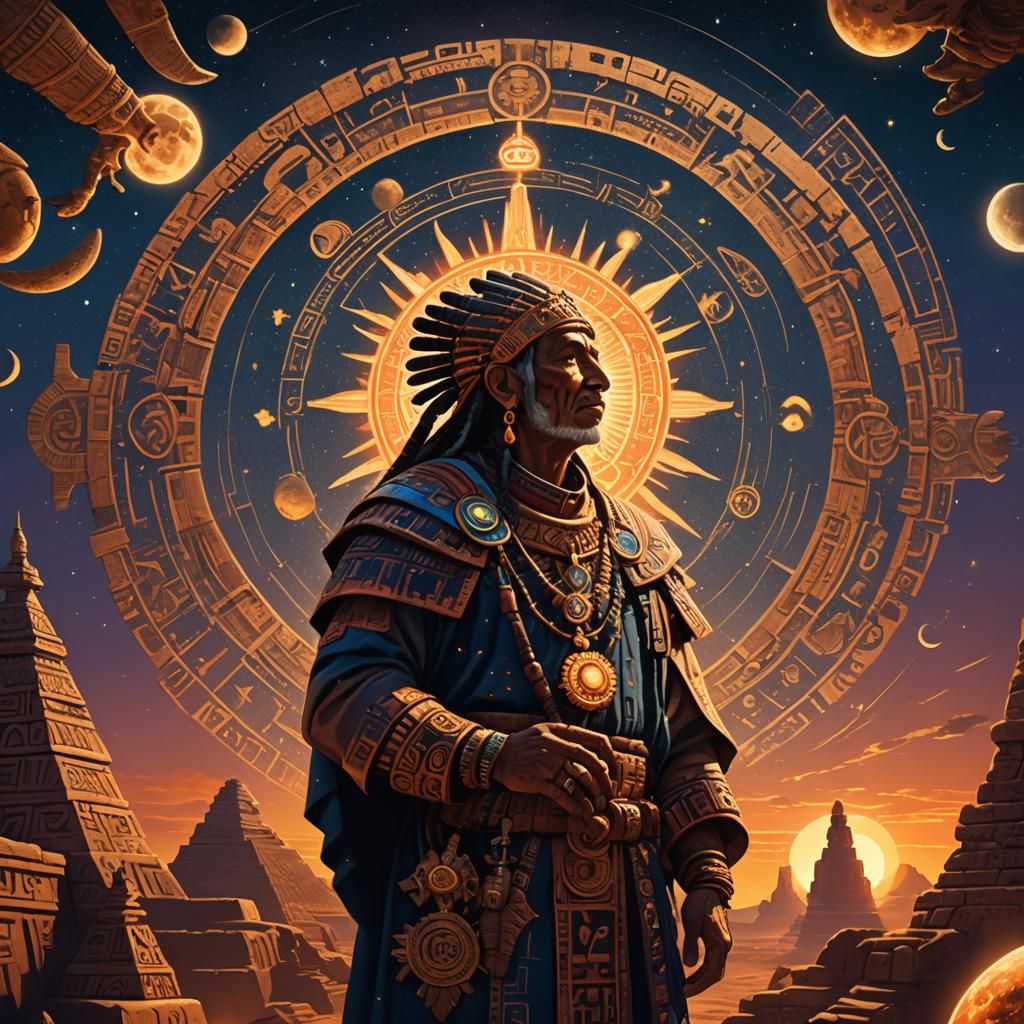Aztec Astronomer Observes Celestial Wonders
