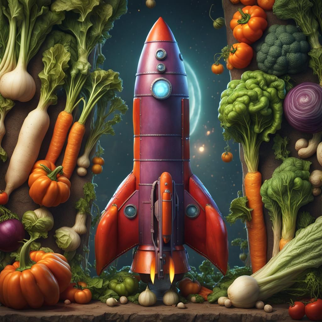 Vegetable Rocket Ship: Detailed Matte Painting
