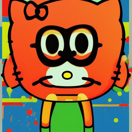 Hello Kitty Humanoid in Geometric Pop Art