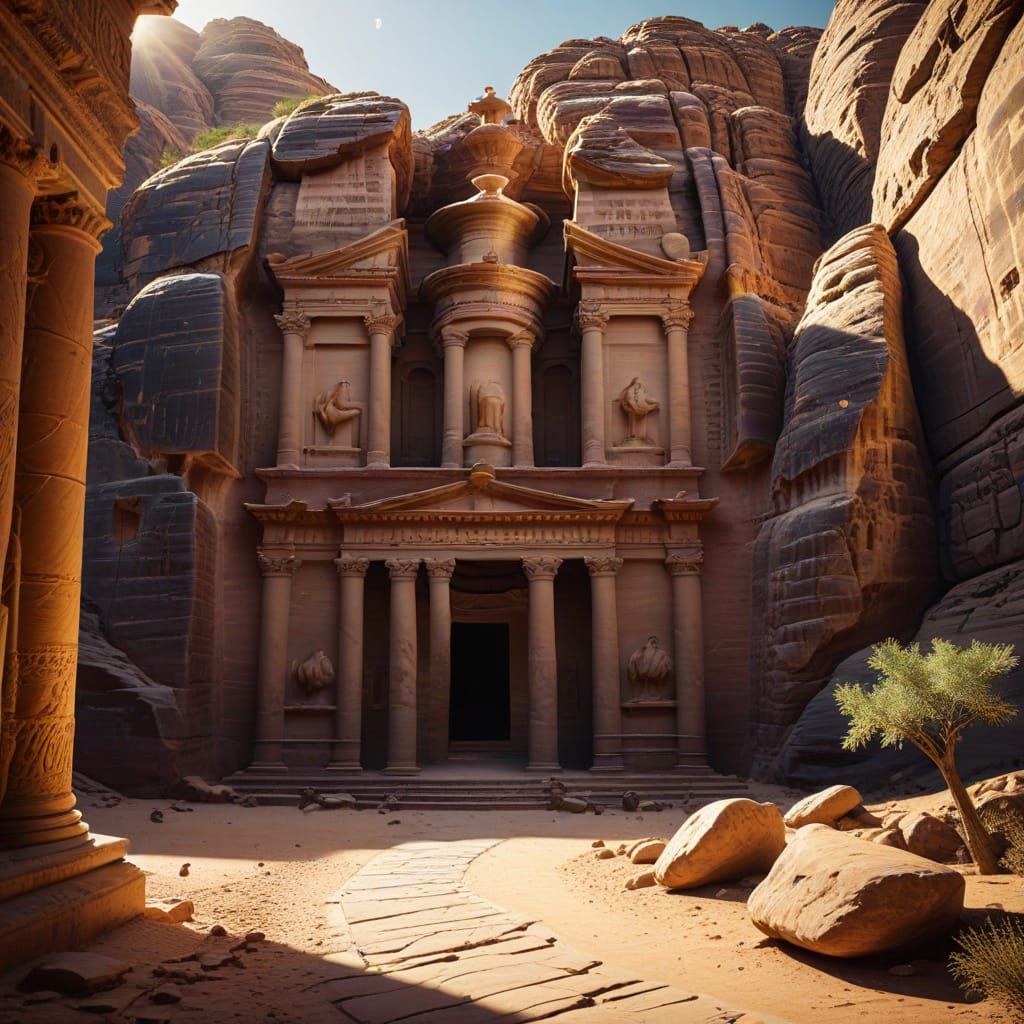 Al Deir Monastery in Petra, Jordan: Sunlit Antique Concept A...