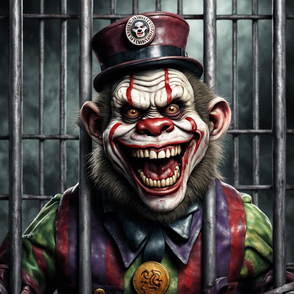 Cyberpunk-Inspired Grinning Maniacal Prison Guard