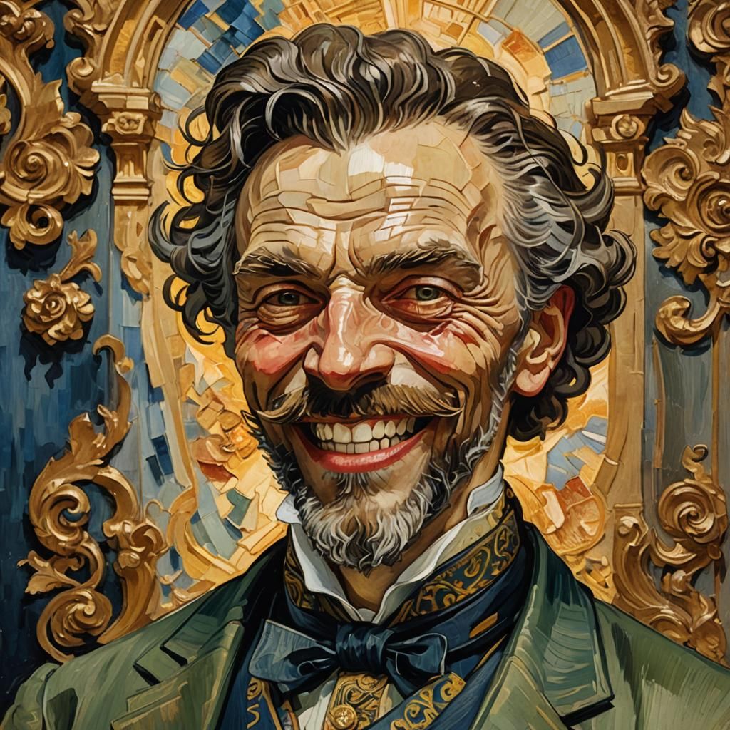 Charismatic Smile in Baroque Impressionist Portrait