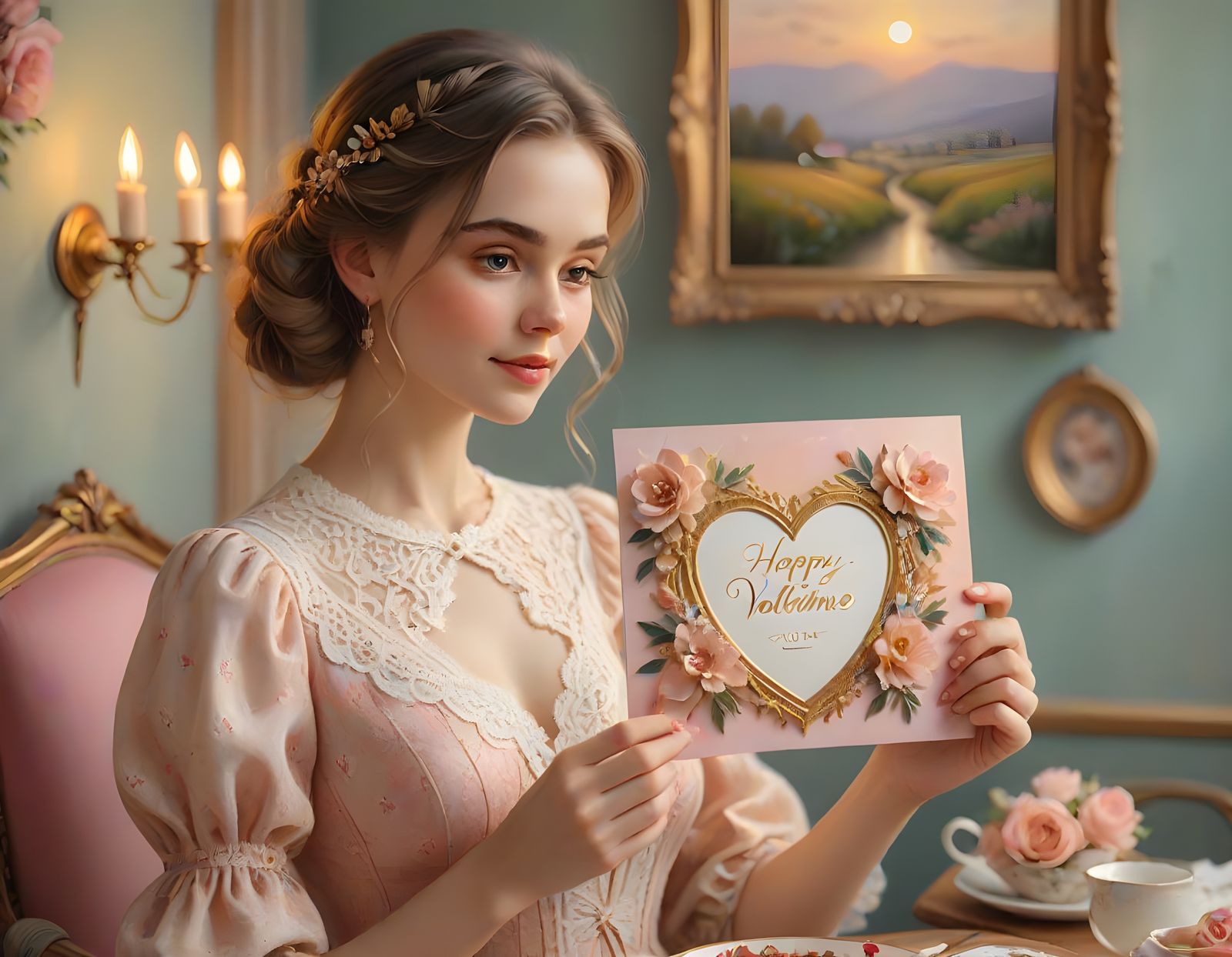 Ladies in Love Hold Elegant Valentine's Day Cards