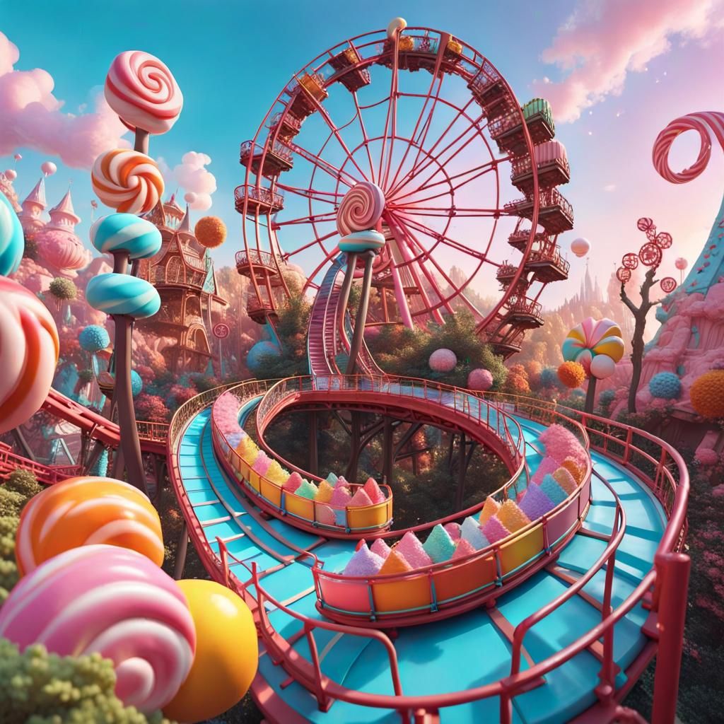 Candy Theme Park in Hyperdetailed Digital Art