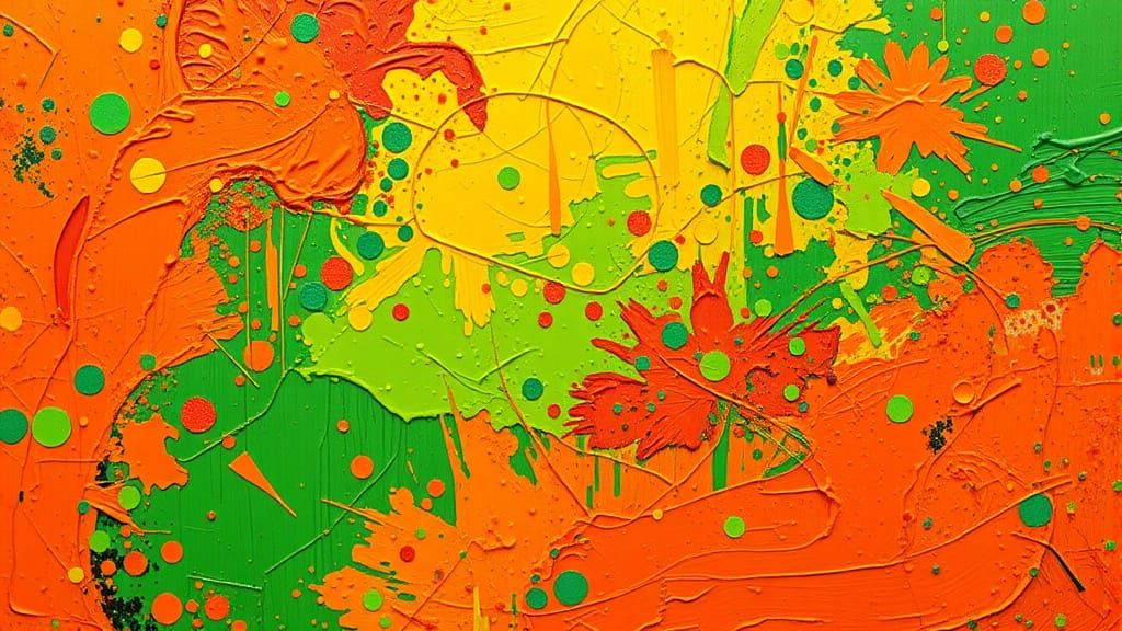 Avant-Garde Pointillism in Neon Green and Orange