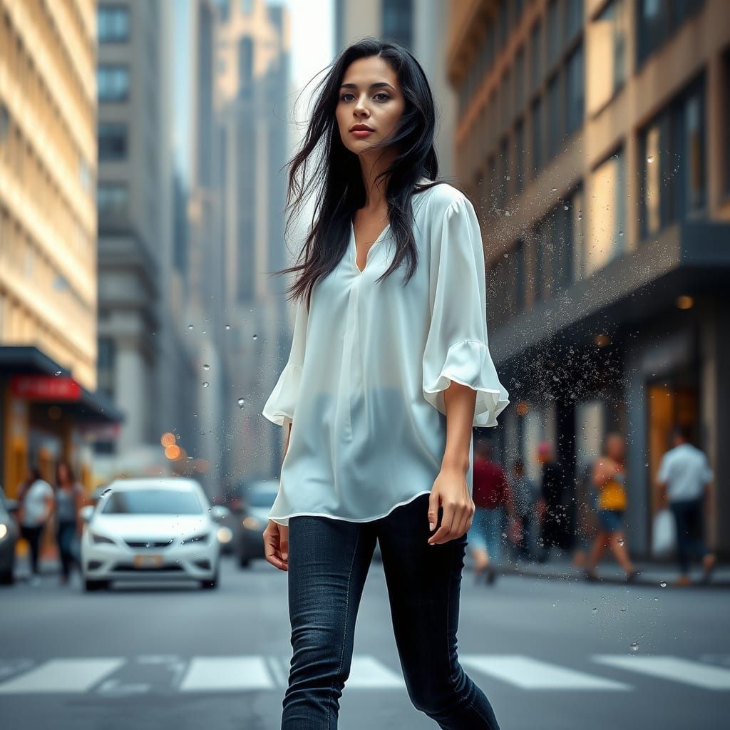 Surreal Cityscape Goddess in Dreamy Architectural Blend