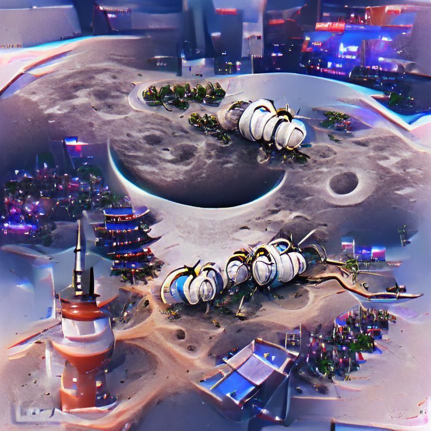 Futuristic Lunar Colony on the Moon