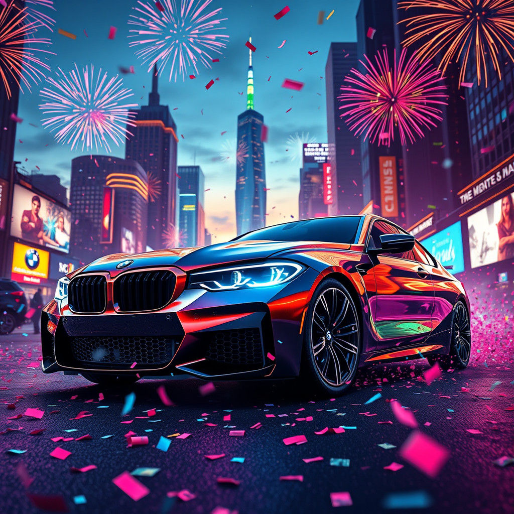Futuristic New Year's BMW in 3D Concept Art