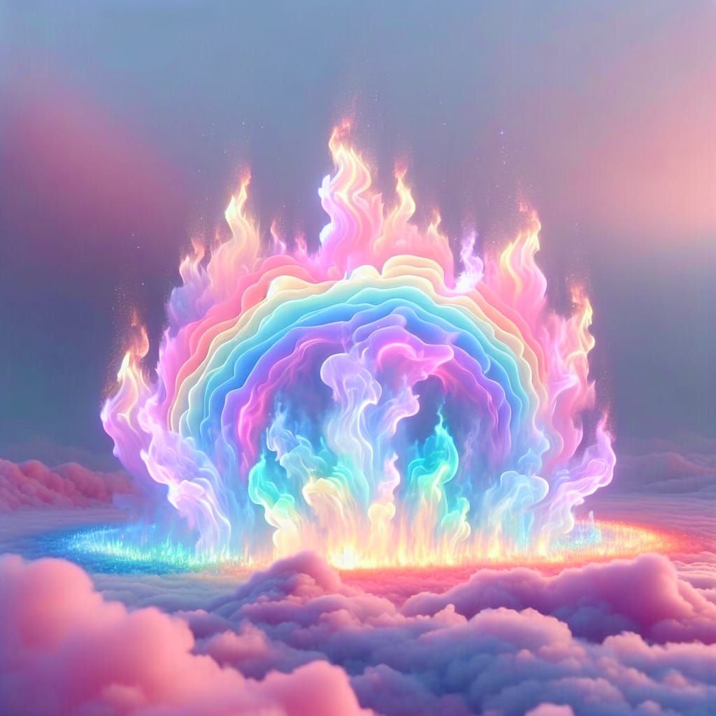 Flaming Pastel Rainbow Lights the Sky