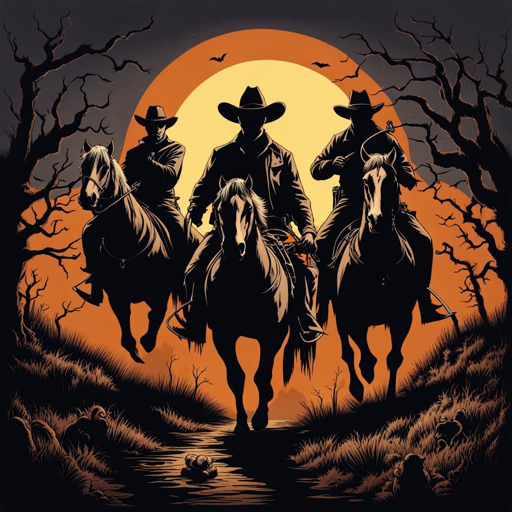 Haunted Cowboys in a Spectral Scene