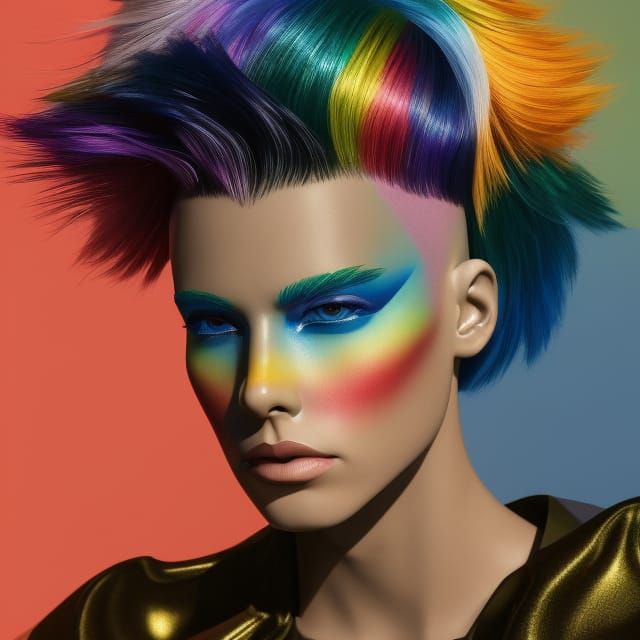 Rainbow Portrait in High-Fashion Gender-Neutral Style