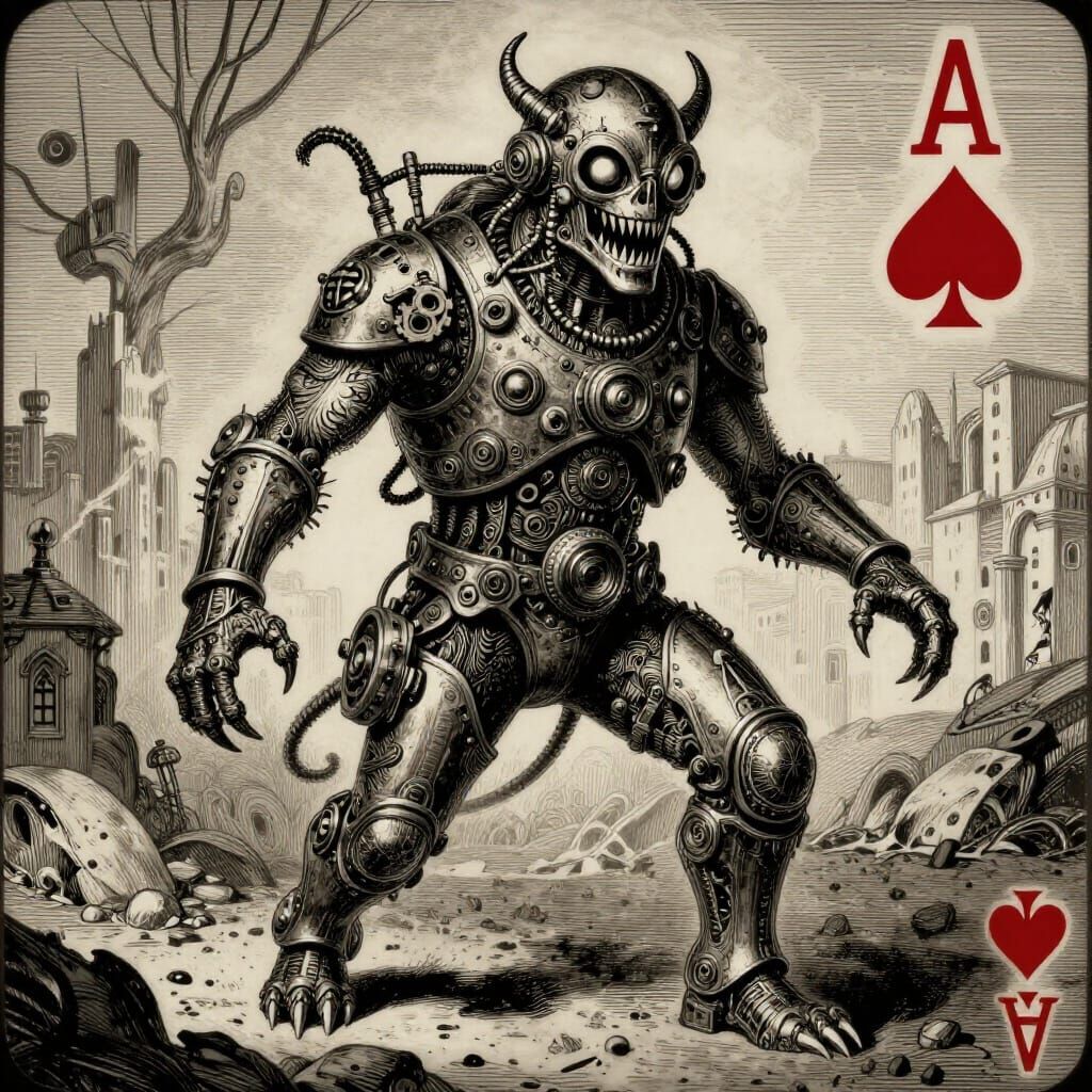 Steampunk Horror Metal Beast Ace of Spades