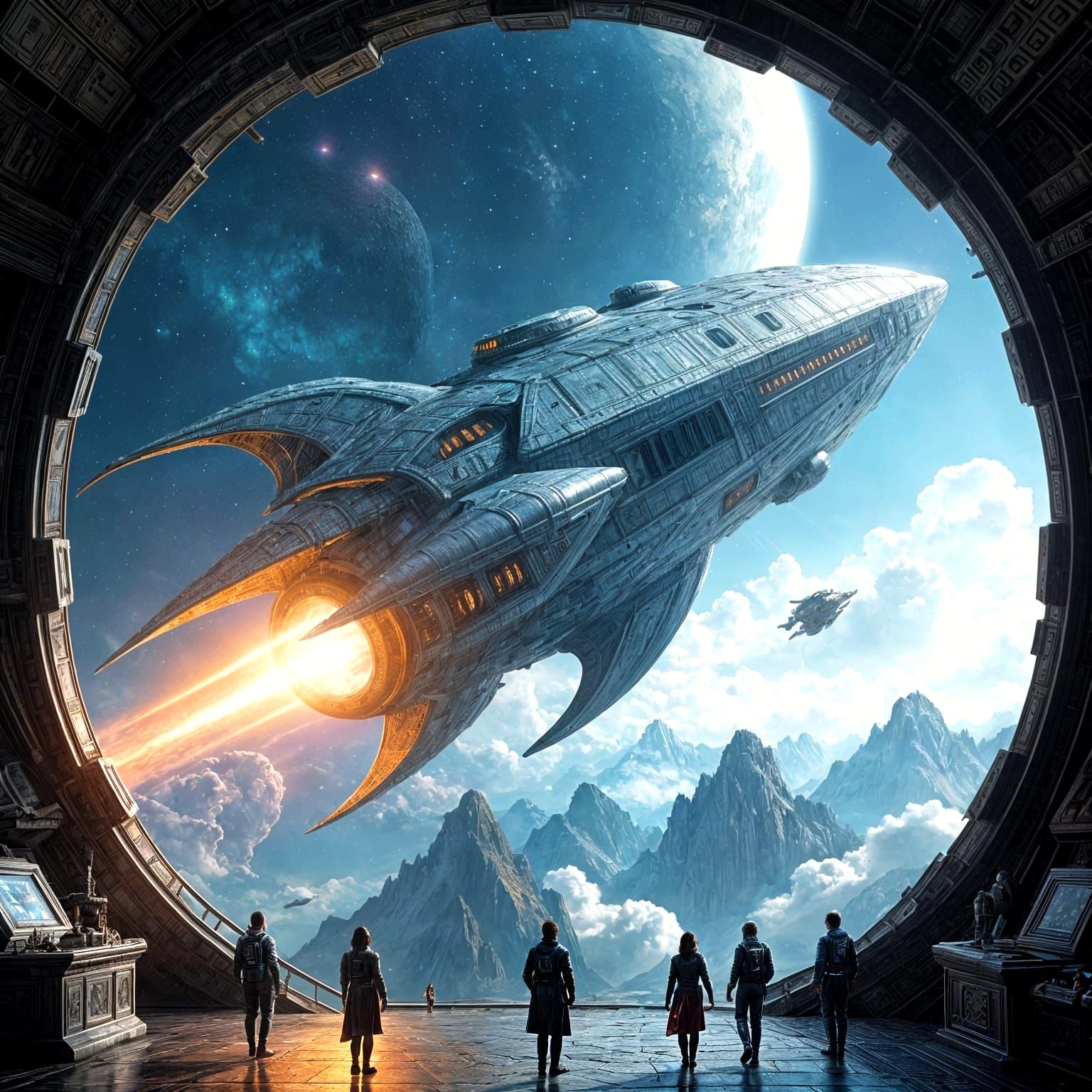 Dragon Spaceship Ignites Nebulae in Cosmic Voyage