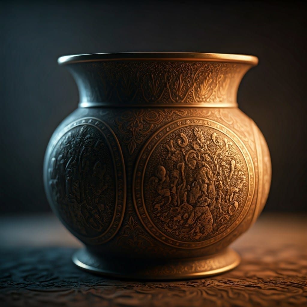 Ornate Victorian Vase in Hyperrealistic Style