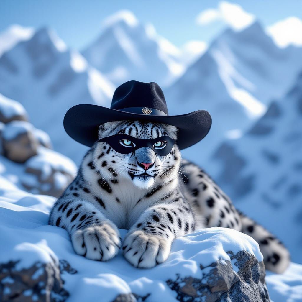 Snow Leopard as Zorro in the Himalayas