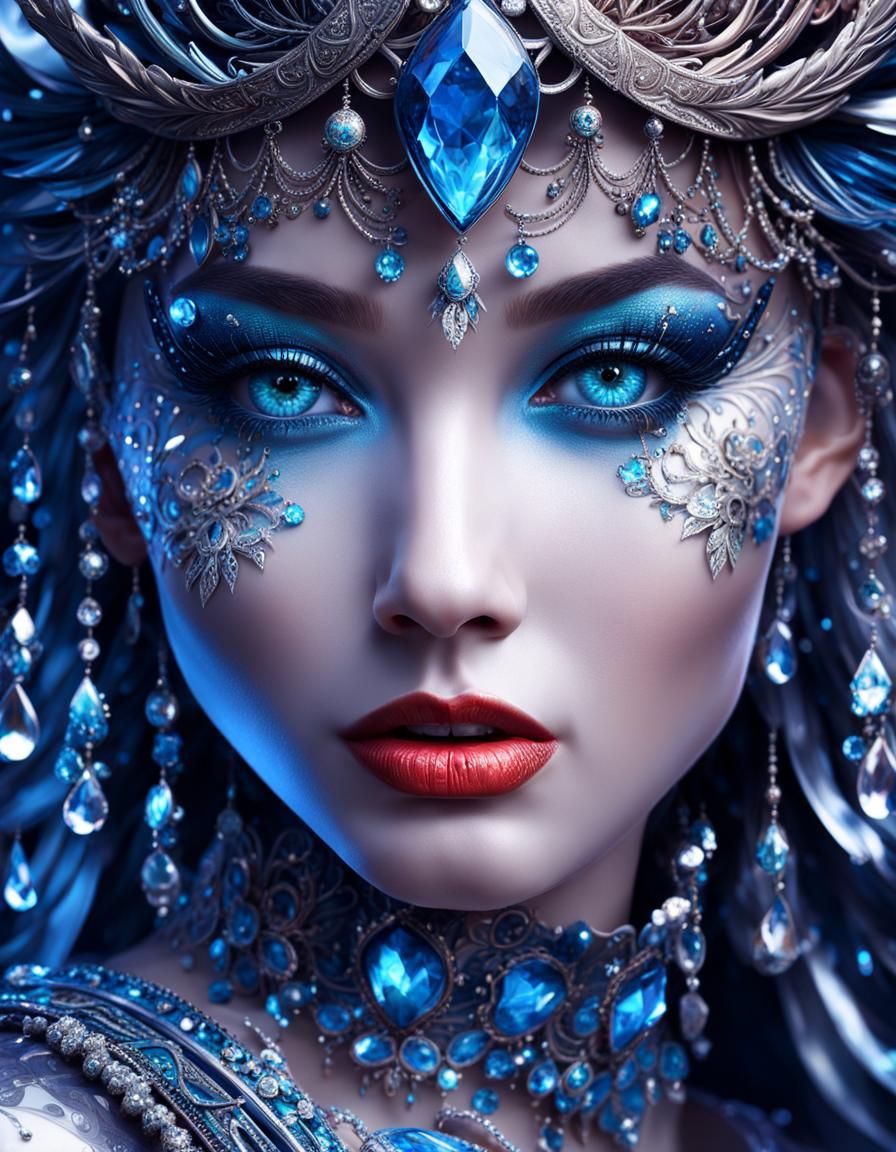 Eerie Beauty with Silver Jewelry: A Digital Masterpiece