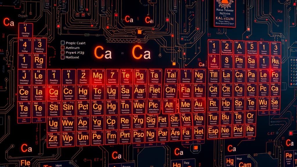 Cyberpunk Periodic Table with Ancient Elements