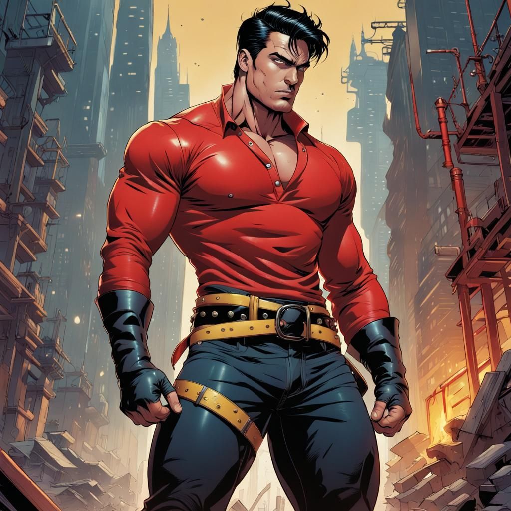 Muscular Man in Comic Book Art Style
