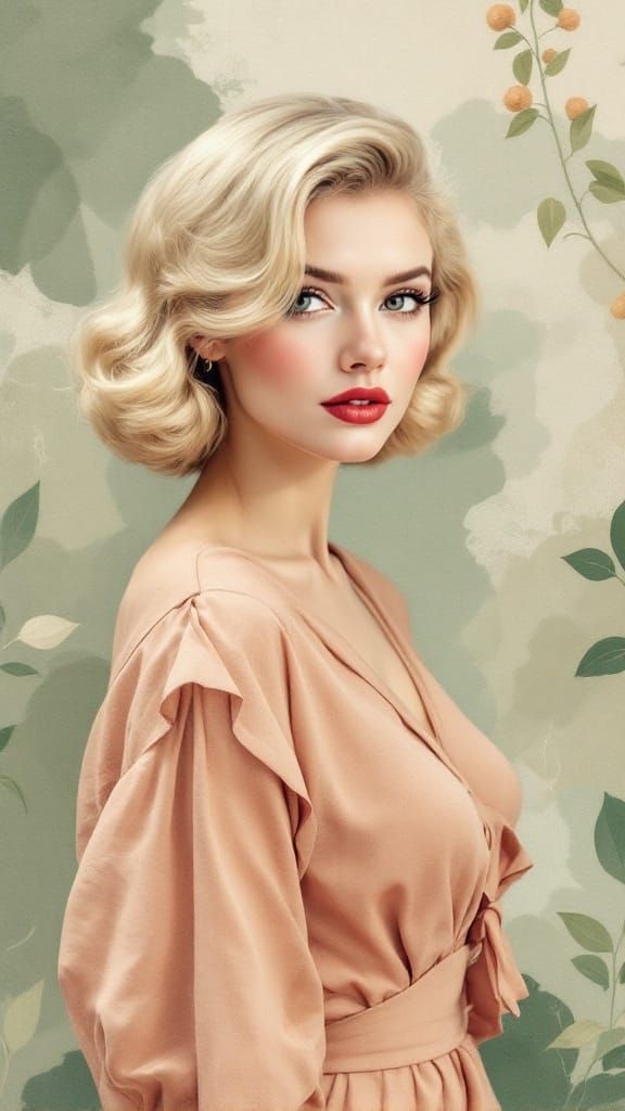1950s Pin-Up in Botanical Scandinavian Style