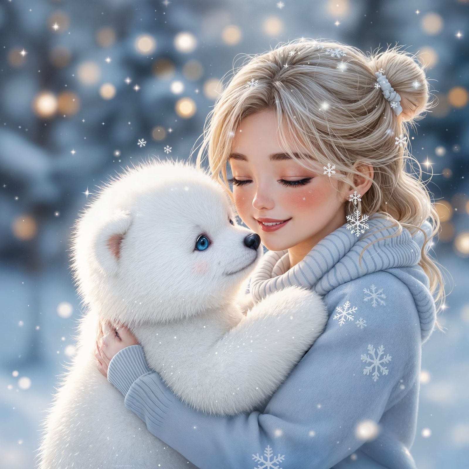 Winter's Friend: Heartwarming Anime Illustration