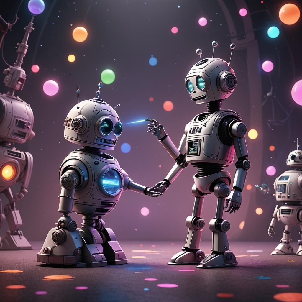 A dazzling and vibrant 3D render of Rosie the Robot from "Th...