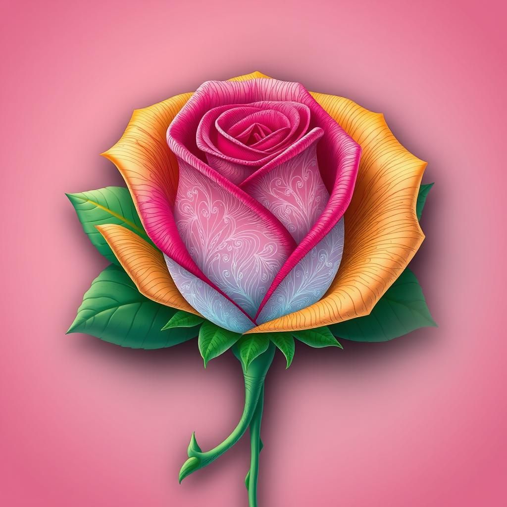 Abstract Rose Fractal in 3D Shading