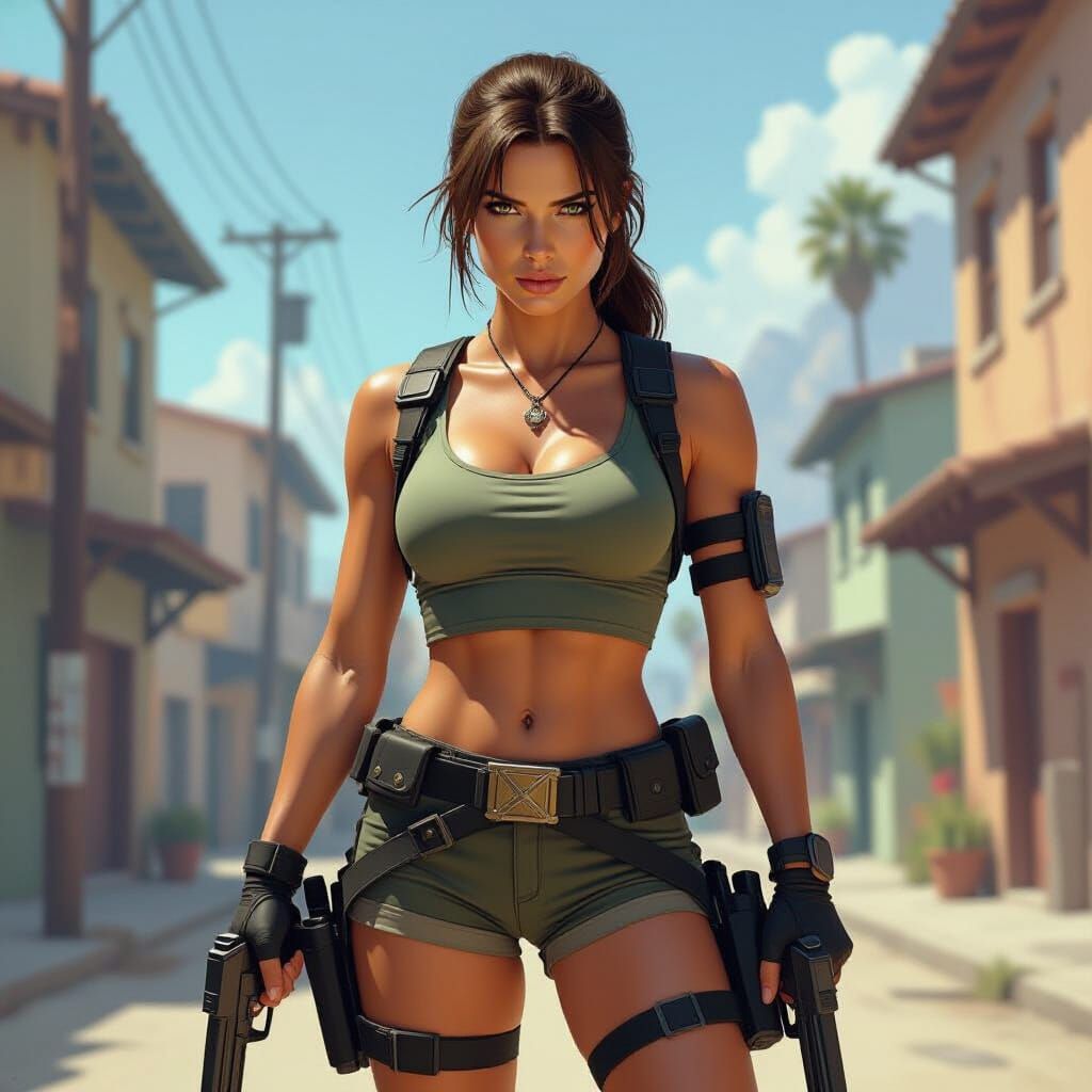 Lara Croft Explores Gritty Los Santos Street